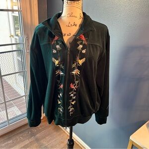 National wildlife Embroidered birds Zip-Up Jacket